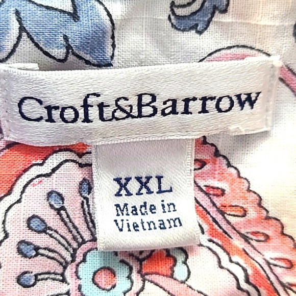Croft & Barrow Pink, Blue & White Floral Buttondown Blouse, Size XXL - Picture 9 of 10